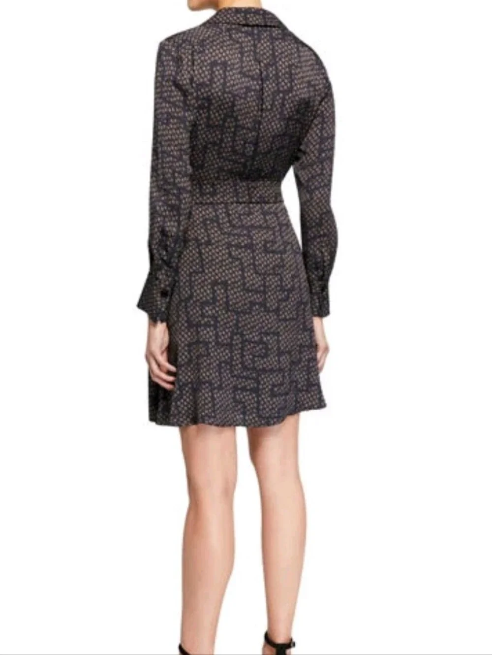 Equipment Femme Yarrowe Black Printed Long-Sleeve Shirt Dress With Belt 2